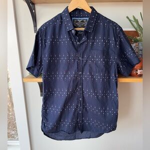 San Francisco Work Shirt Navy Blue Anchor Print Slim Fit Short Sleeve Shirt M